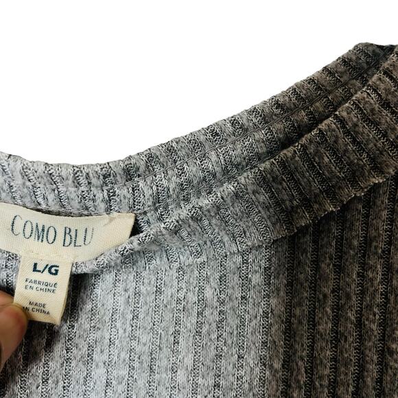 Como Blu Ribbed Long Sleeve Top Grey L - Picture 3 of 7